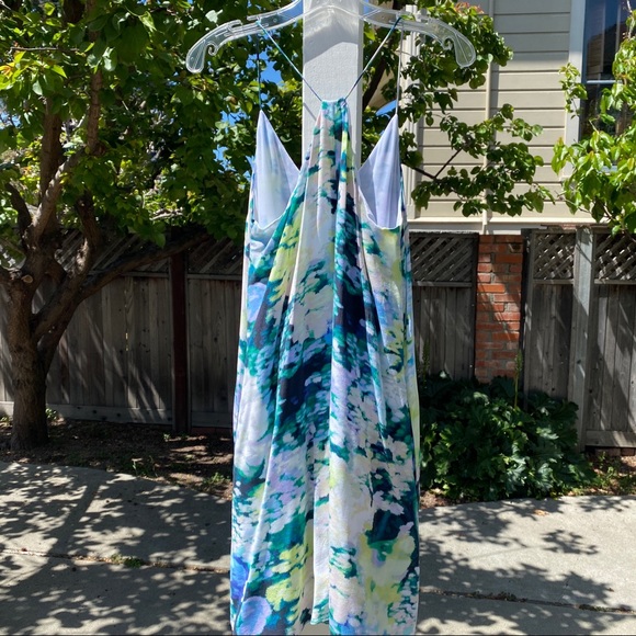 Cynthia Rowley Watercolor V Neck Silk Dress Size 4 - Picture 6 of 6